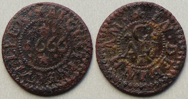 Debenham, Augustine Cullyer 1666 farthing